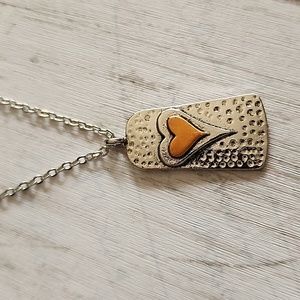 🌟 Hand Hammered  Look Heart Necklace  16inch Chain